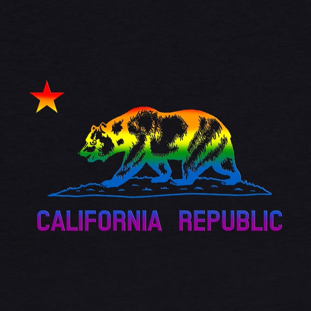 California Republic LGBTQ Gay Pride State Flag by TeeCreations